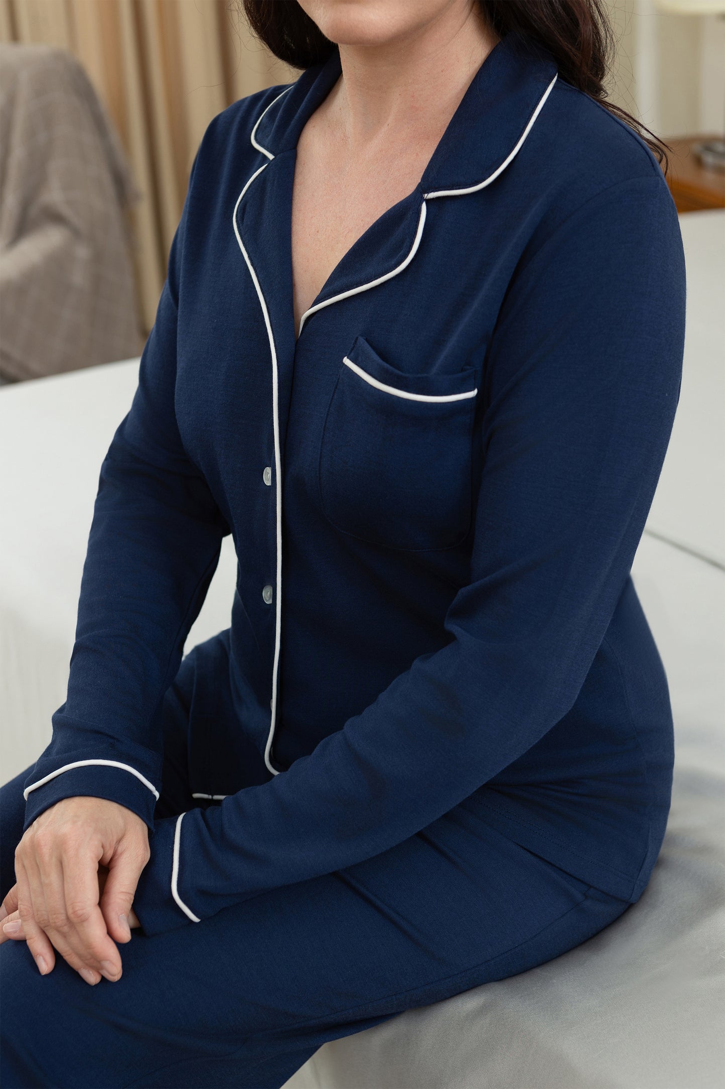 Long-Sleeve Peacoat Pajama Set