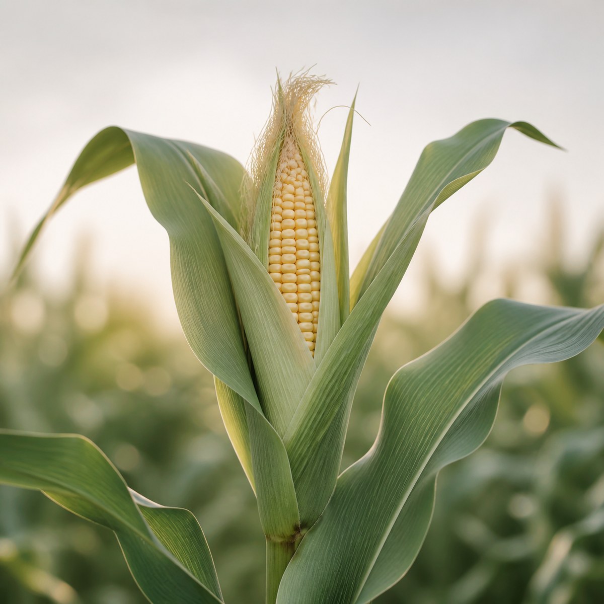 Corn plant used as a renewable source for plant-derived PLA