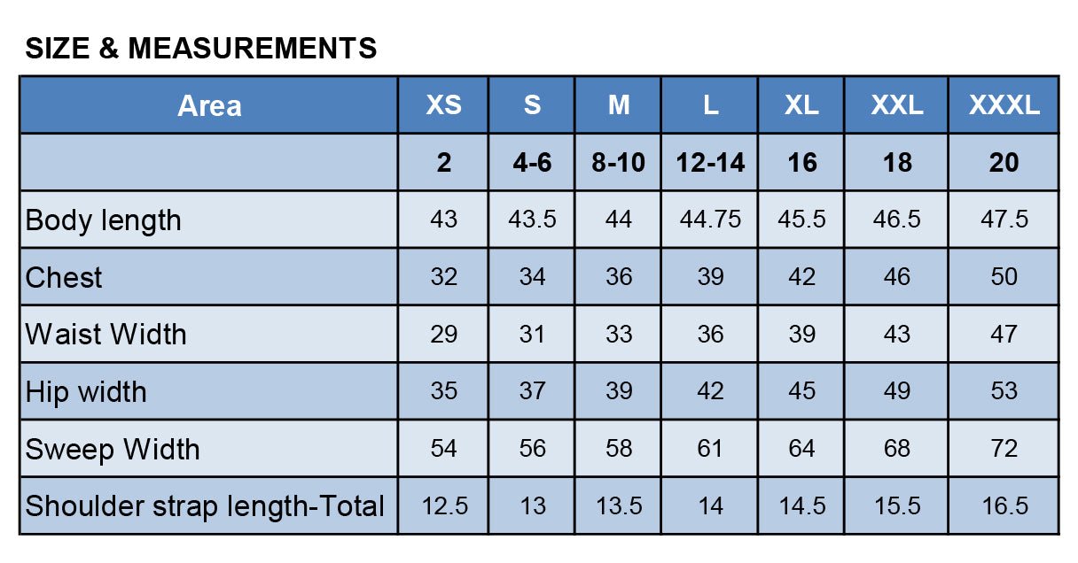 Size chart for Lace-Trim Camisole Sleep Dress (WH001)