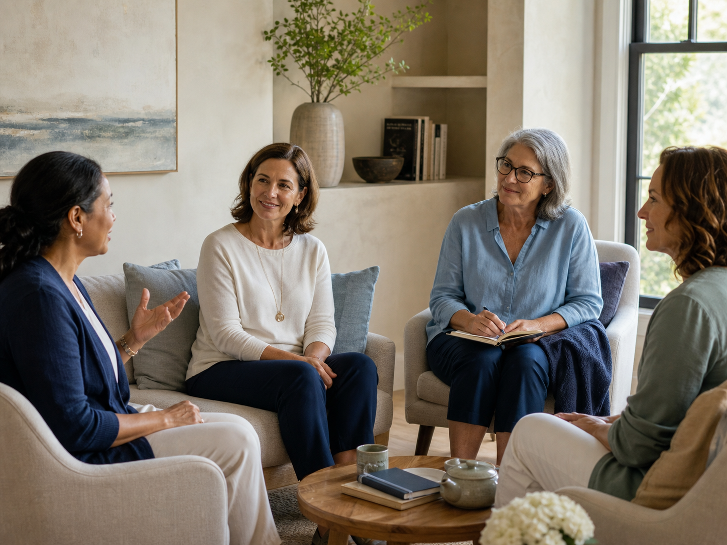 Women sharing a warm moment together