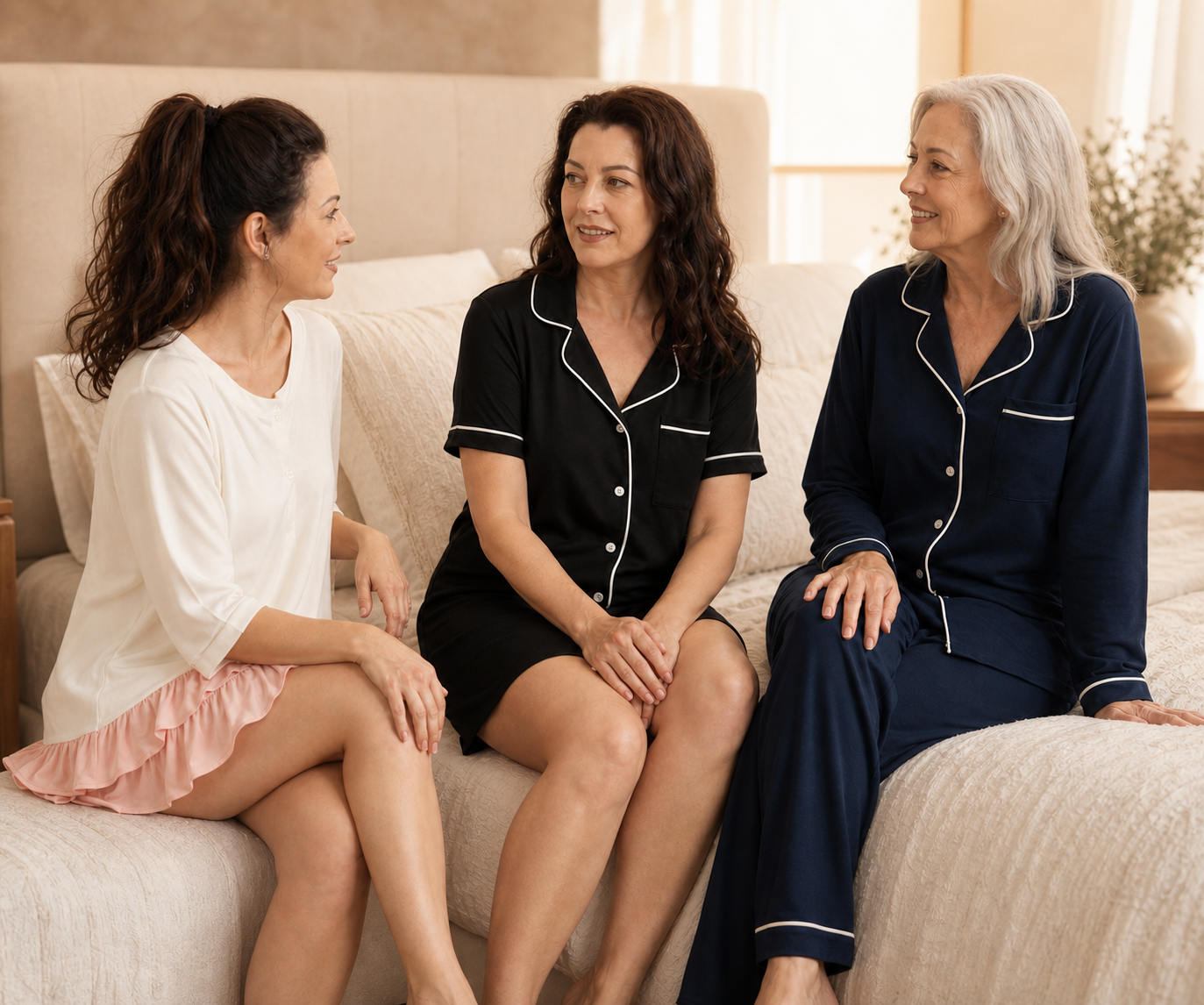 Women at different life stages sharing a calm moment